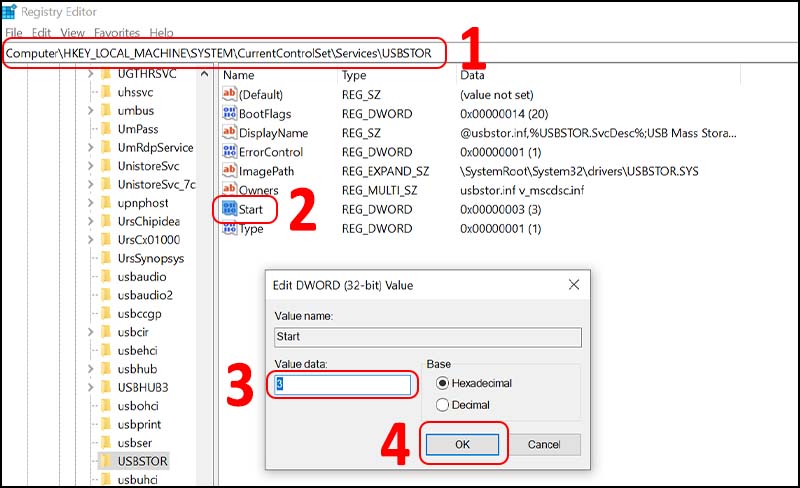 Đổi giá trị Value data